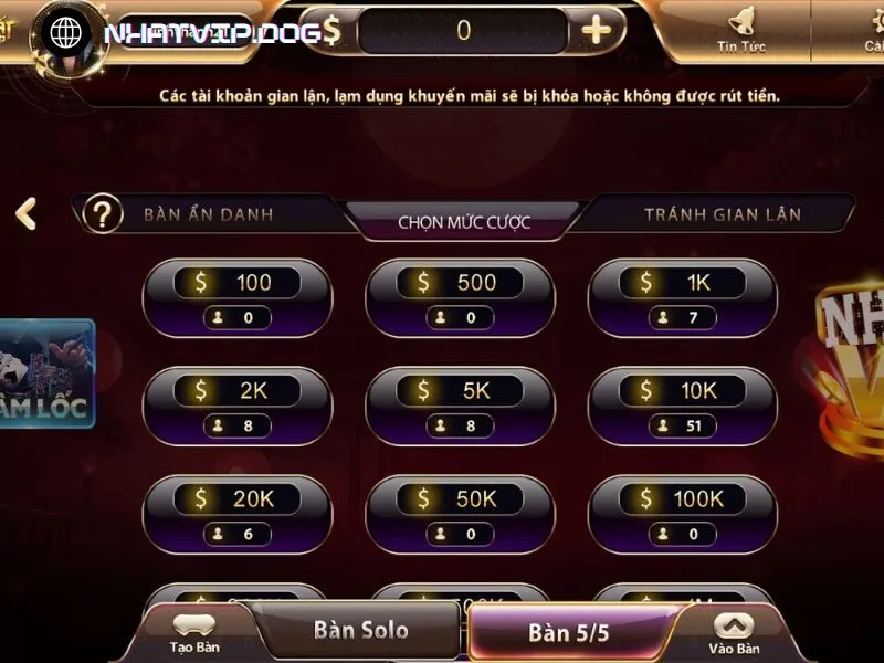 Chọn bàn chơi triển khai chiến thuật ngay