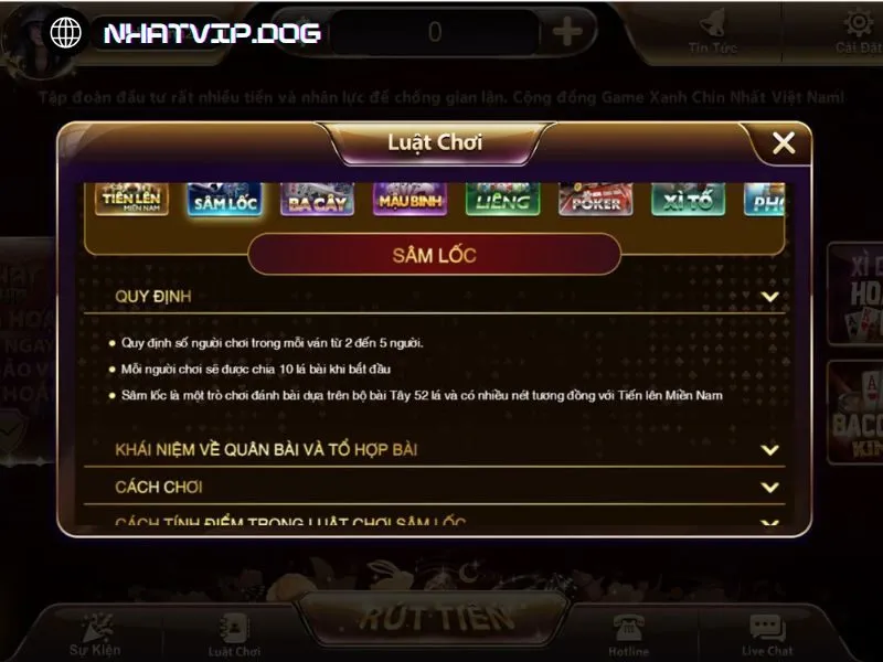 Đánh bài chuyên nghiệp trong sâm lốc Nhatvip