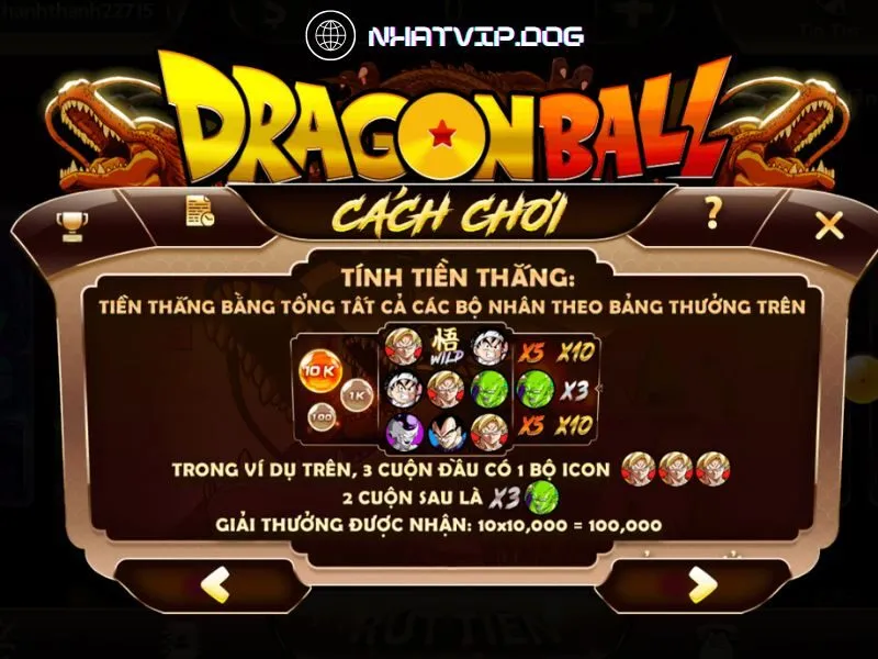 Danh sách combo thắng trong Dragon Ball quay hũ
