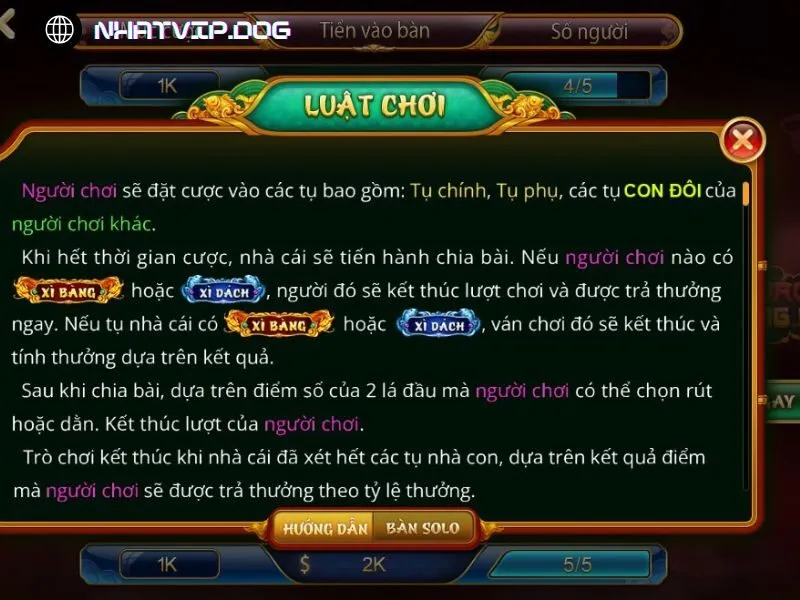 Giải thích cách chơi xì dách hoàng gia