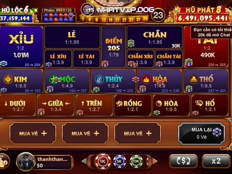 Giao diện bàn chơi Keno Lộc Phát