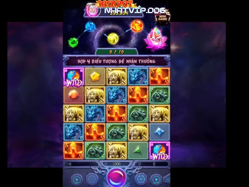 Giao diện bàn chơi quay hũ 4 thần thú