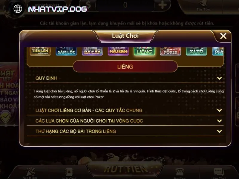 Liêng thuộc top game bài nhiều cao thủ quy tụ tại Nhatvip