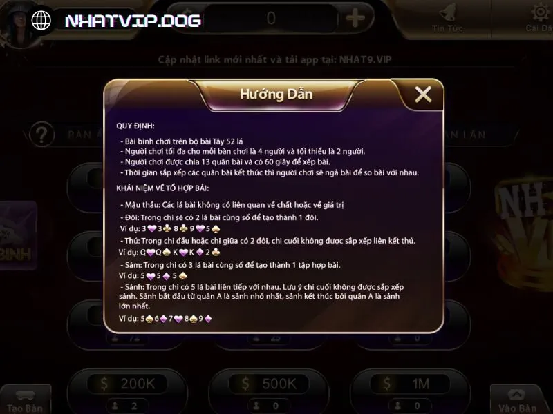 Luật chơi game Mậu Binh chi tiết tại Nhatvip