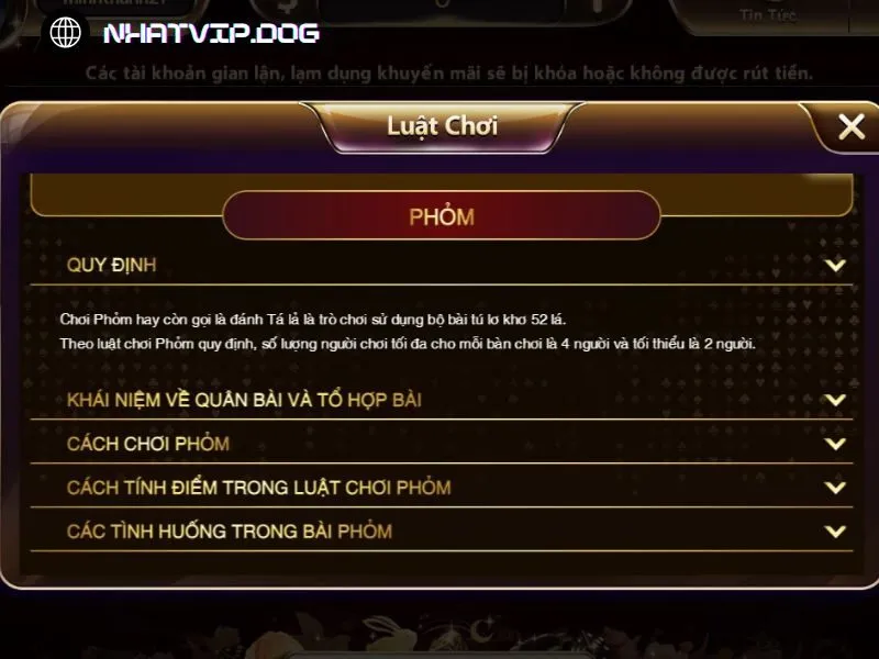 Phỏm online kết nối người chơi cả nước tại Nhatvip