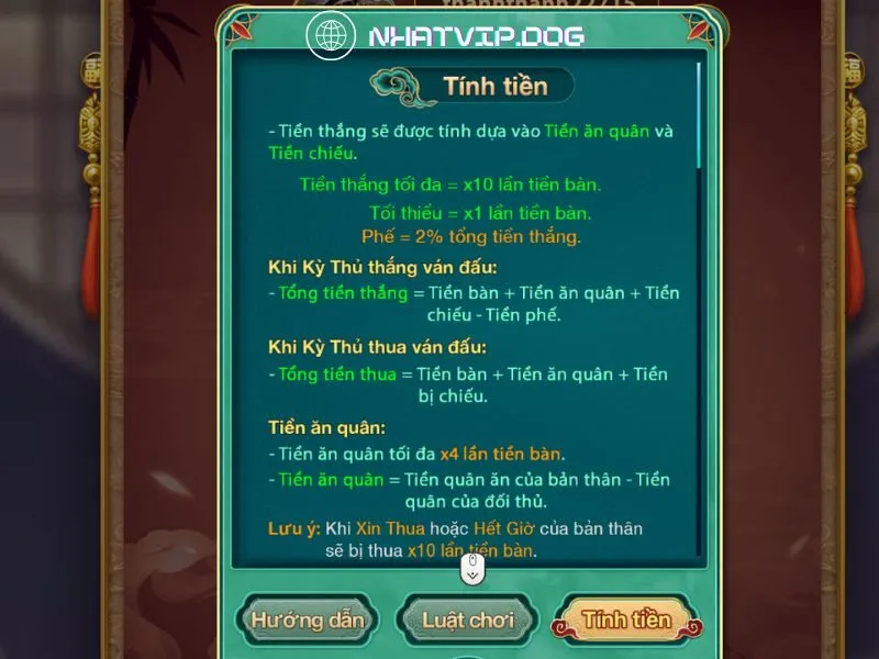 Quy định tất toán tiền thắng - thua trong cờ úp