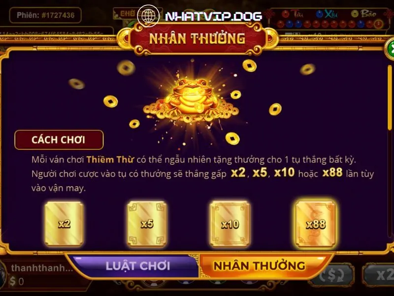 Quy định thắng giải Thiềm Thừ MD5 Sicbo