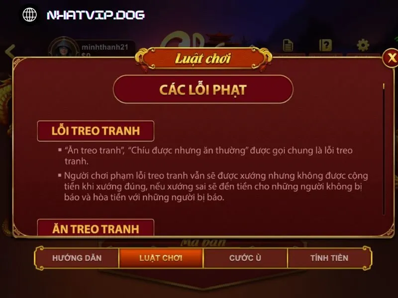 Tham khảo luật chơi được Nhatvip hướng dẫn