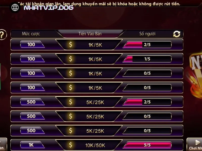 Thoải mái chọn bàn chơi xì tố mọi lúc