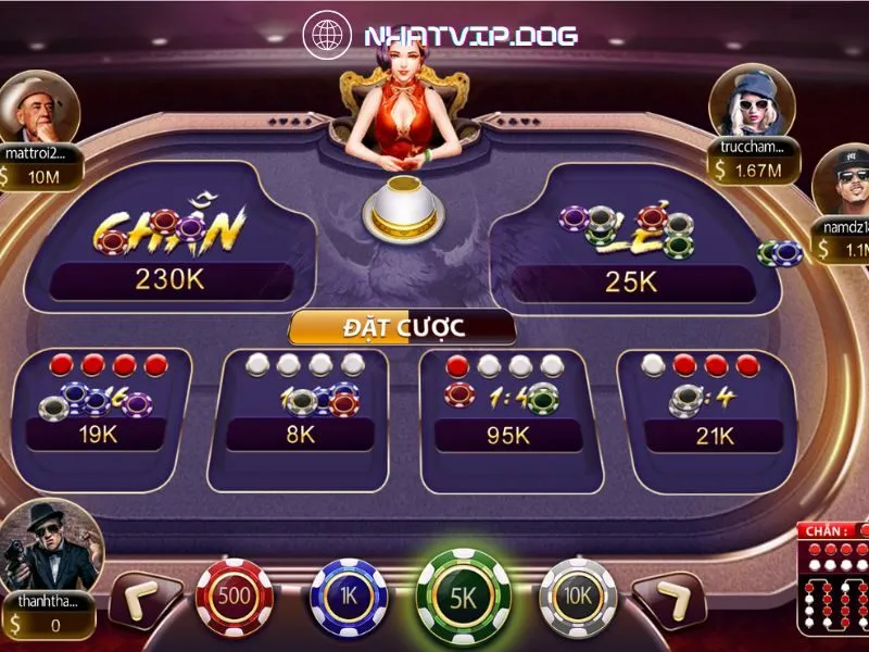 Giao diện bàn chơi xóc đĩa Tứ linh